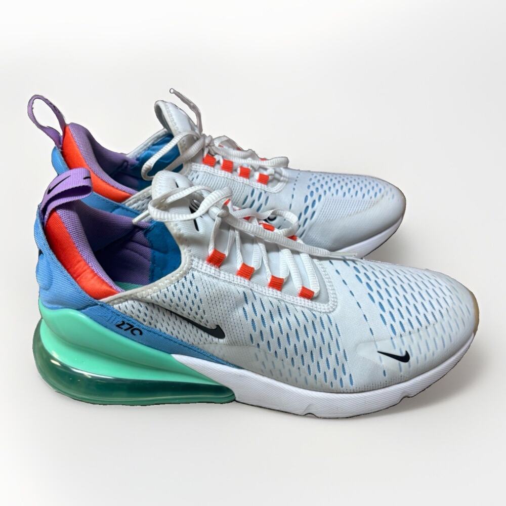 Nike Air Max 270 Mens 11 White Blue Mint Purple Shoes DX2347-100